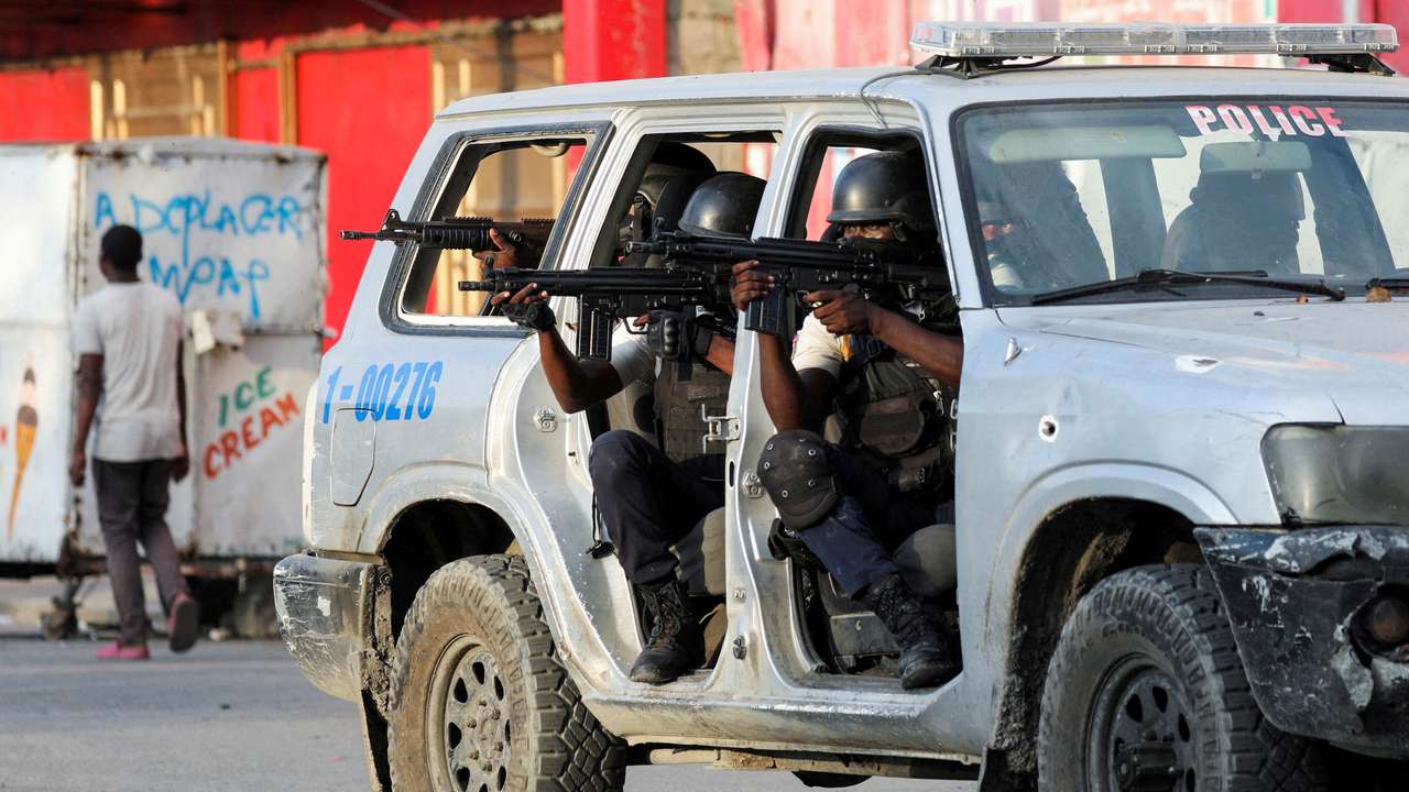 FILE PHOTO: Gunfire near Haiti's National Palace, in Port-au-Prince