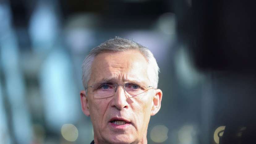 FILE PHOTO: NATO Secretary General Jens Stoltenberg speaks to media at the Alliance's headquarters in Brussels