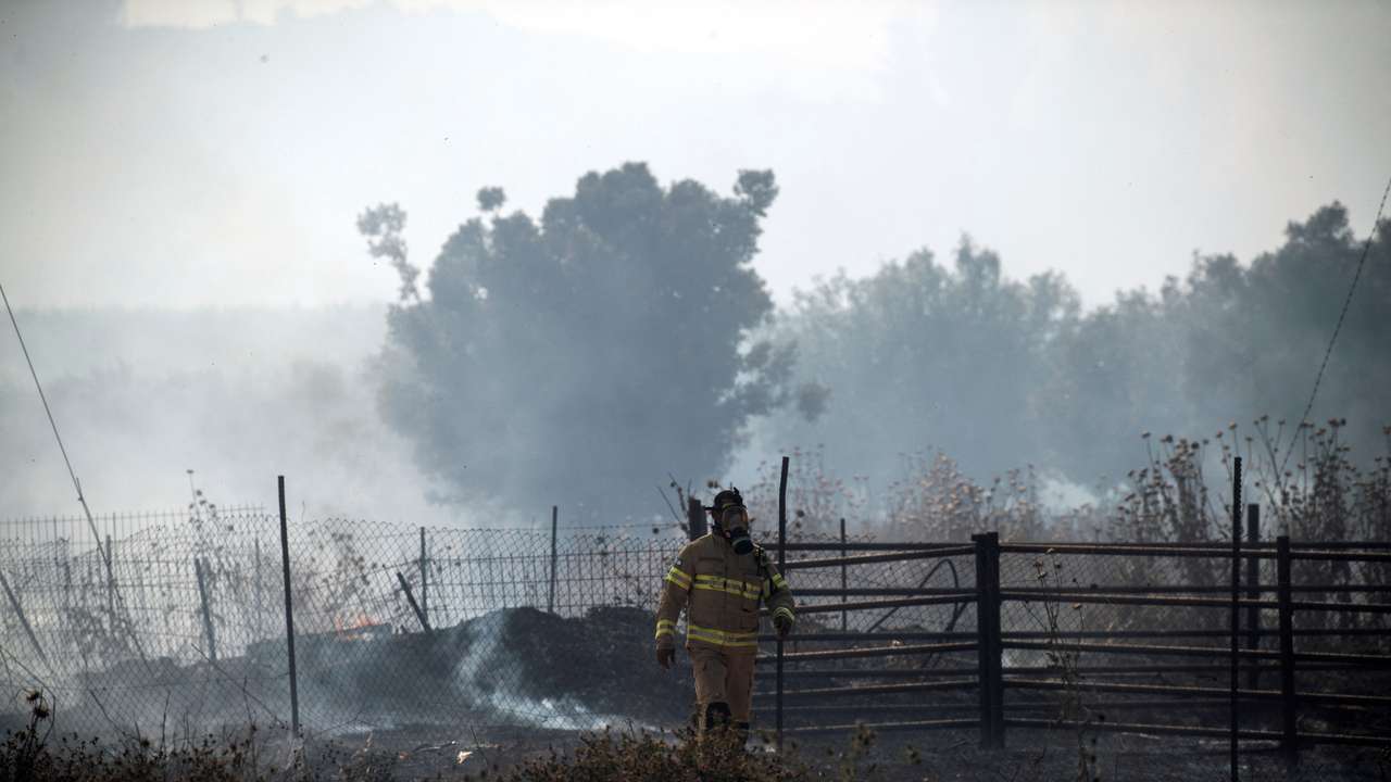 Fire following over border rockets launching to Israel from Lebanon, amid ongoing cross-border hostilities between Hezbollah and Israeli forces, in northrn Israel