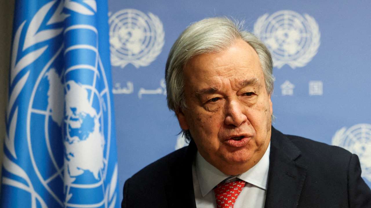 FILE PHOTO: United Nations Secretary-General Antonio Guterres speaks at the United Nations Headquarters in New York