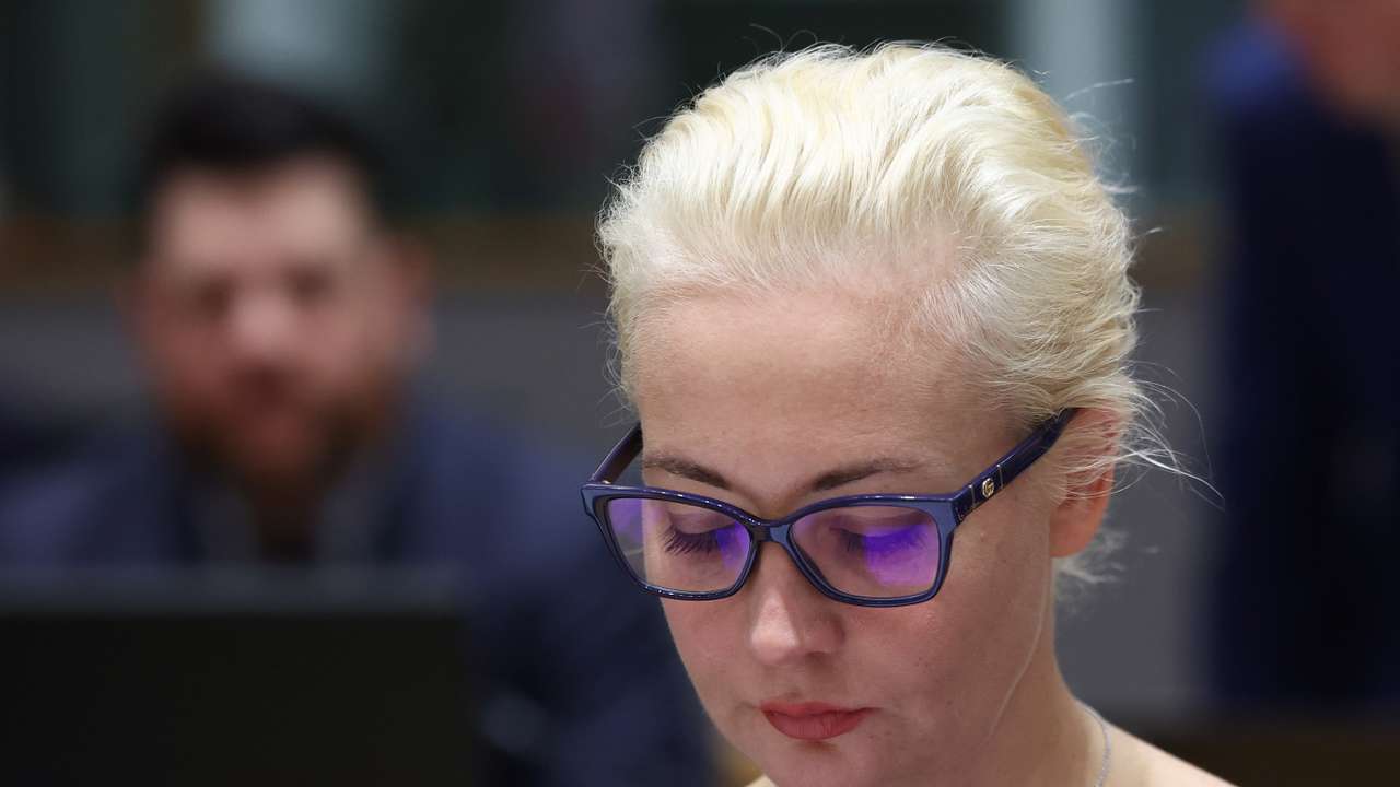 Yulia Navalnaya, the widow of Alexei Navalny, takes part in a meeting of EU foreign ministers in Brussels
