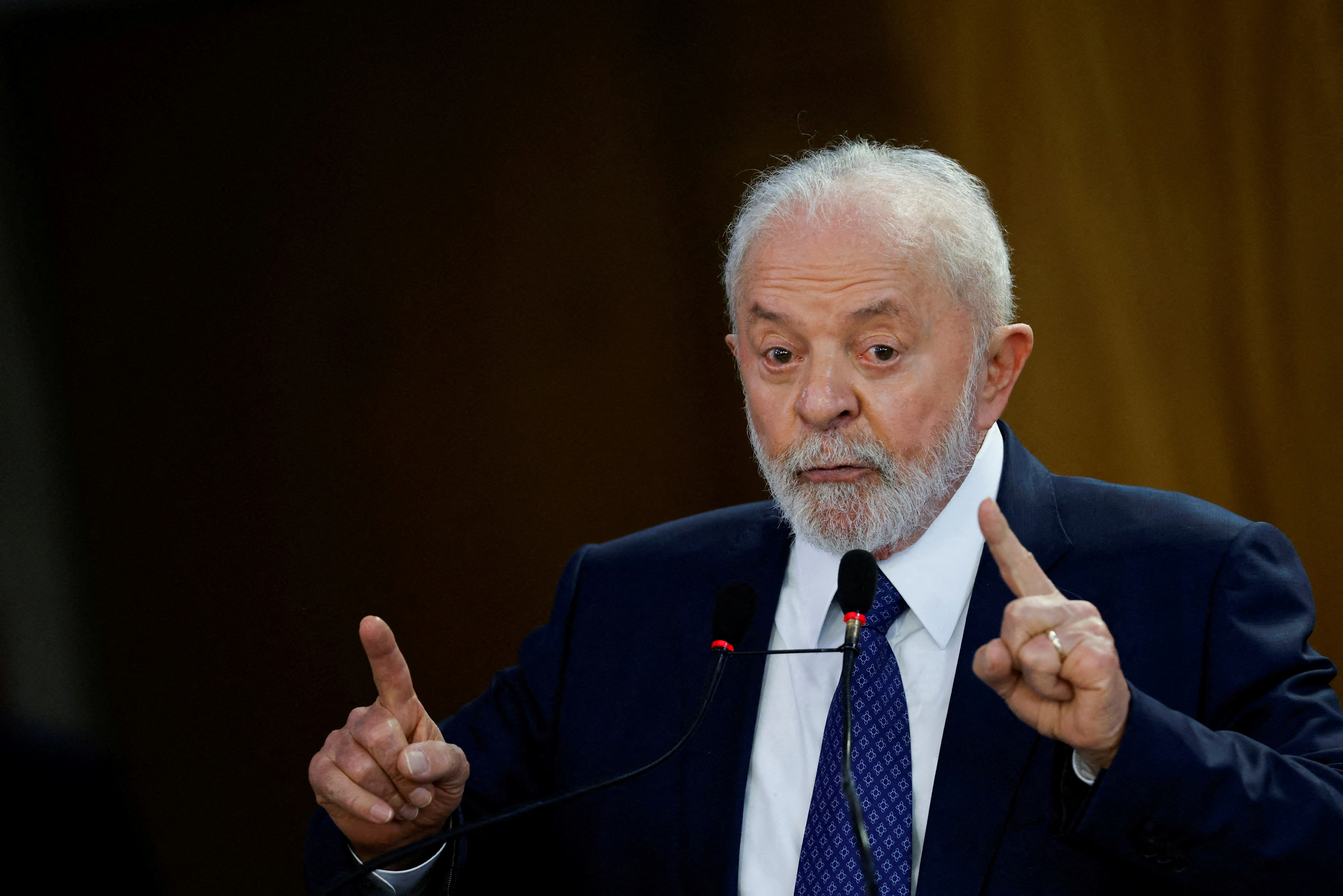 FILE PHOTO: Brazil's President Luiz Inacio Lula da Silva speaks during a ceremony announcing investments by public banks in states, in Brasilia