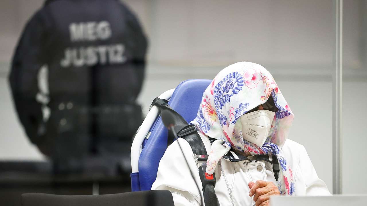 Irmgard Furchner, former secretary to the SS commander of the Stutthof concentration camp, attends a trial, in Itzehoe