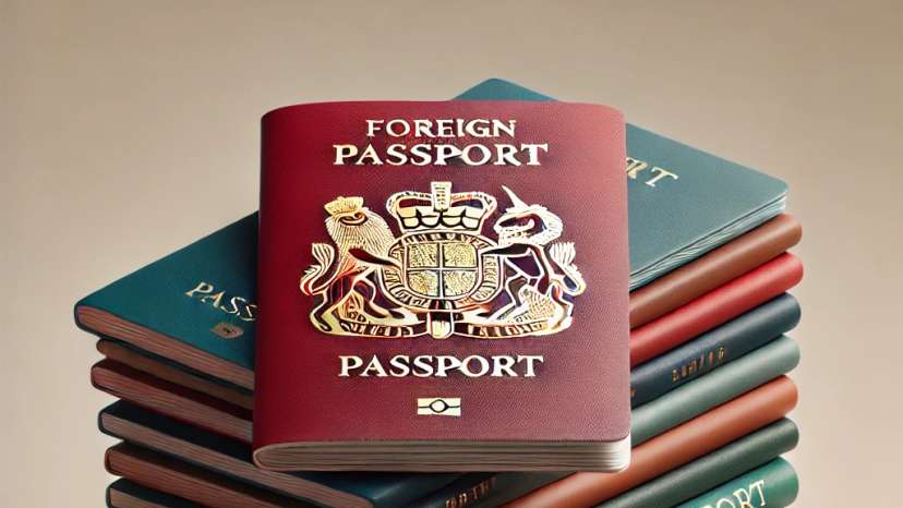 DALL·E 2024-11-11 14.01.06 - A stack of generic, modern-looking foreign passports in various colors, such as red, blue, green, and black, arranged neatly. Each passport has an emb