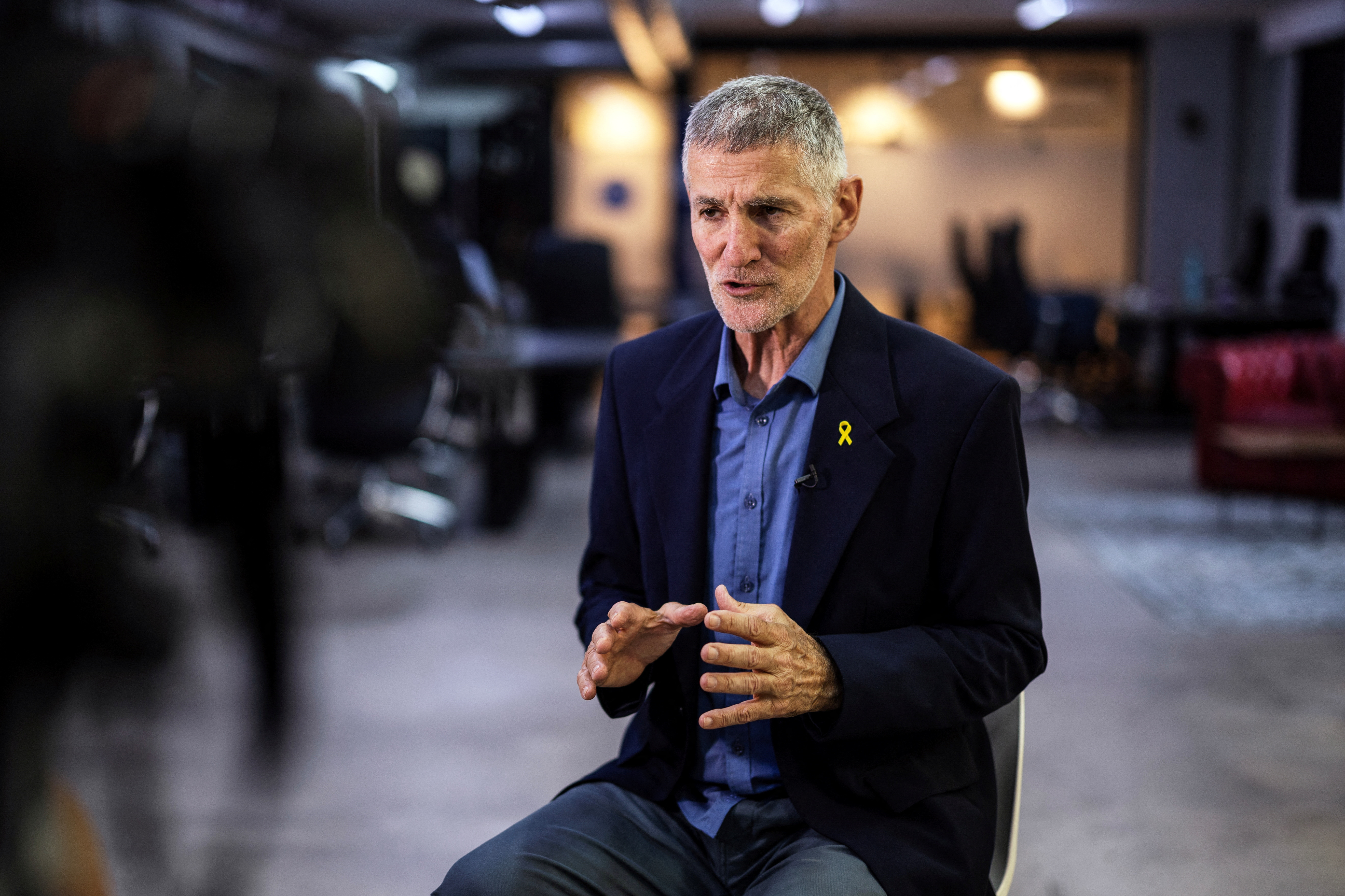Yair Golan, the leader of "The Democrats" a left-wing political alliance, is interviewed by Reuters in his office in Tel Aviv