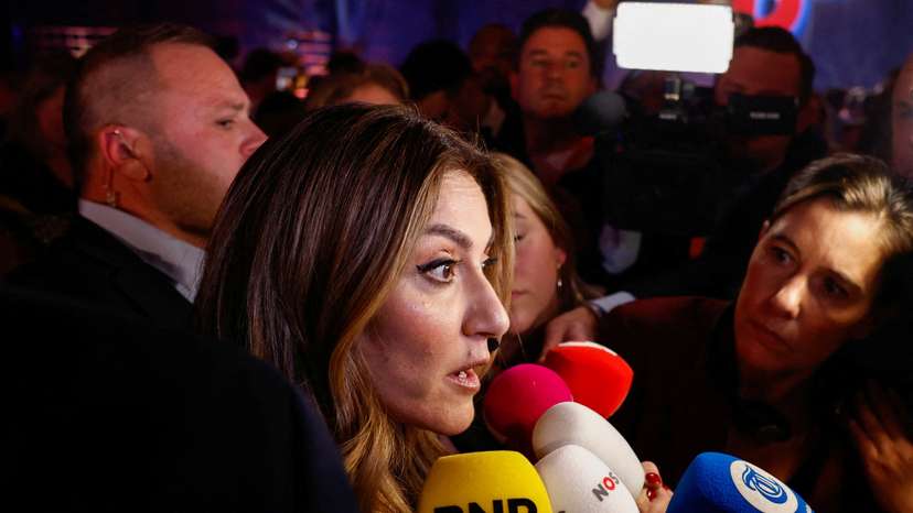 FILE PHOTO: Dutch party leader of VVD, Dilan Yesilgoz speaks to the press