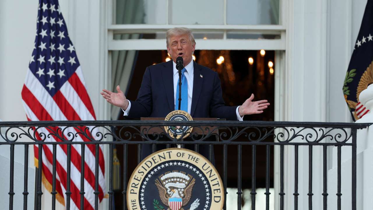 U.S. President Donald Trump attends a "Summer Soiree" held on the South Lawn of the White House in Washington