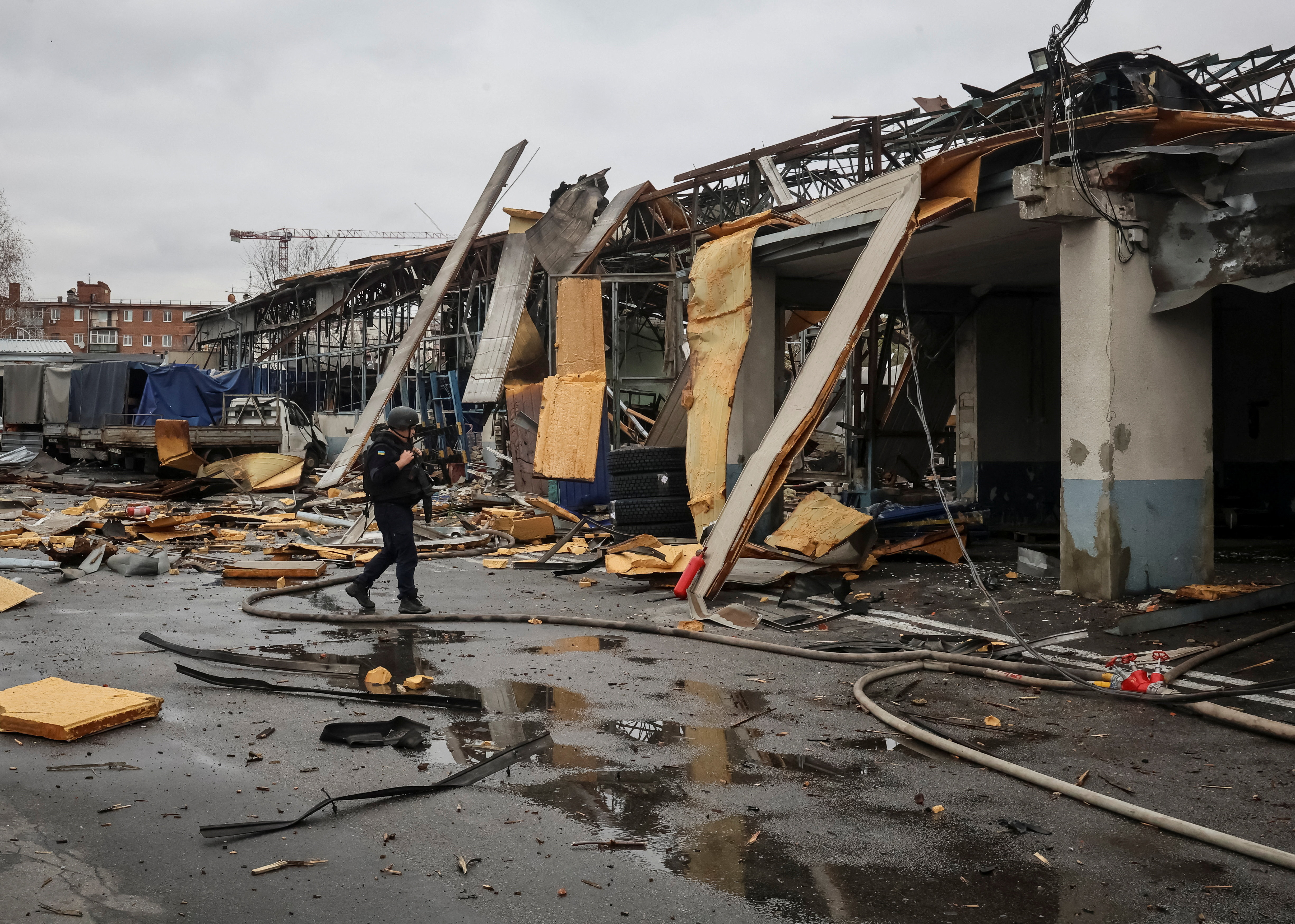 Aftermath of a Russian drone attack in Kharkiv