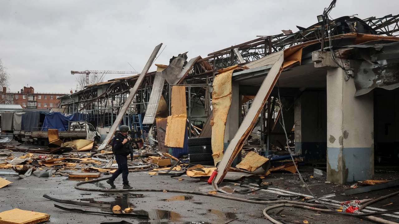 Aftermath of a Russian drone attack in Kharkiv