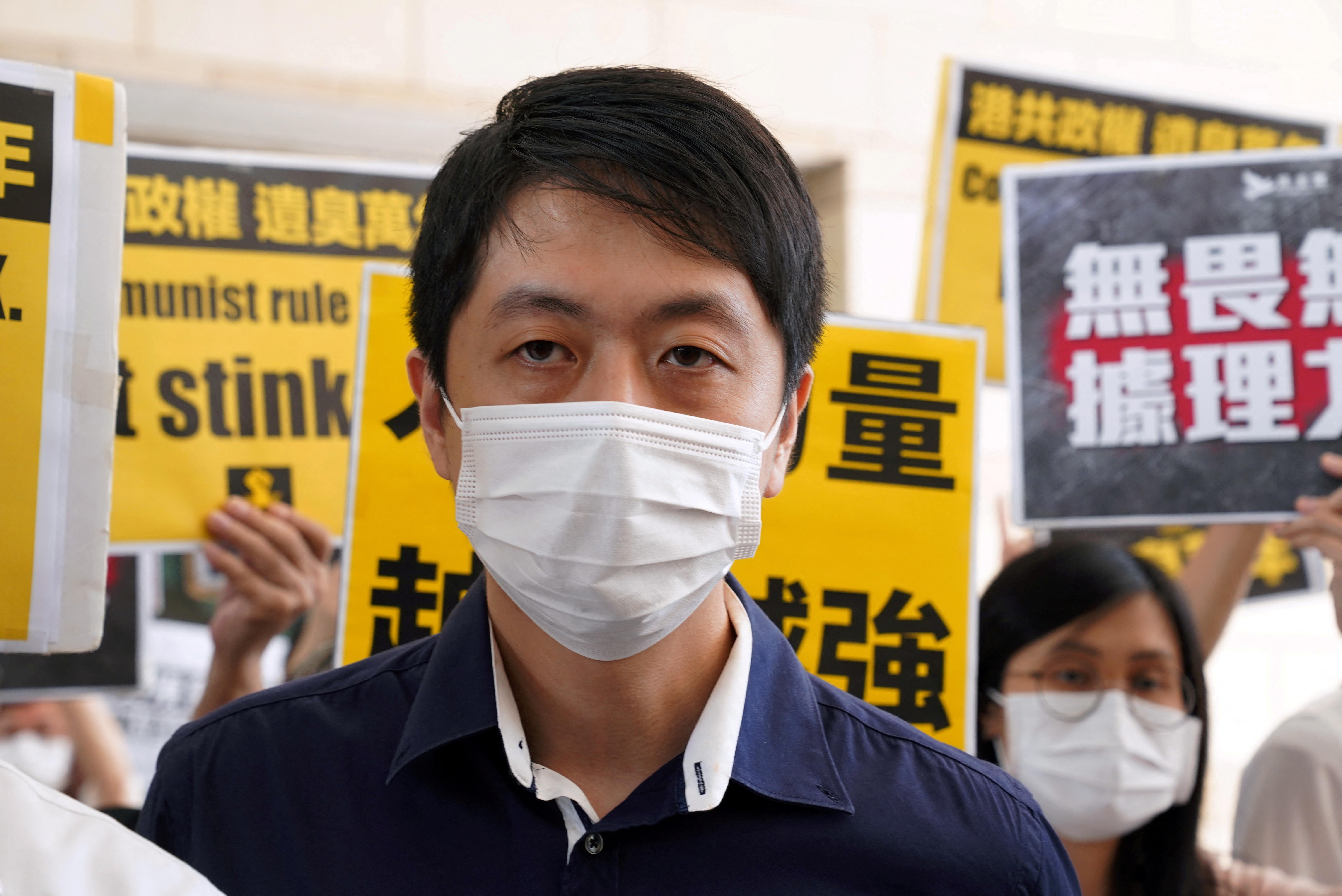FILE PHOTO: Former pro-democracy lawmaker Ted Hui Chi-fung appears outside West Kowloon Magistrates' Courts in Hong Kong