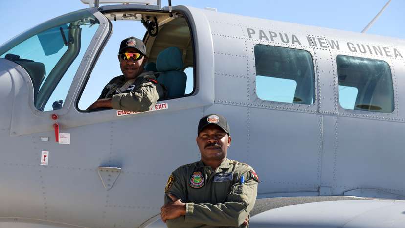 Papua New Guinea Air Force pilots pose during Exercise Pitch Black at RAAF Tindal Base near Katherine
