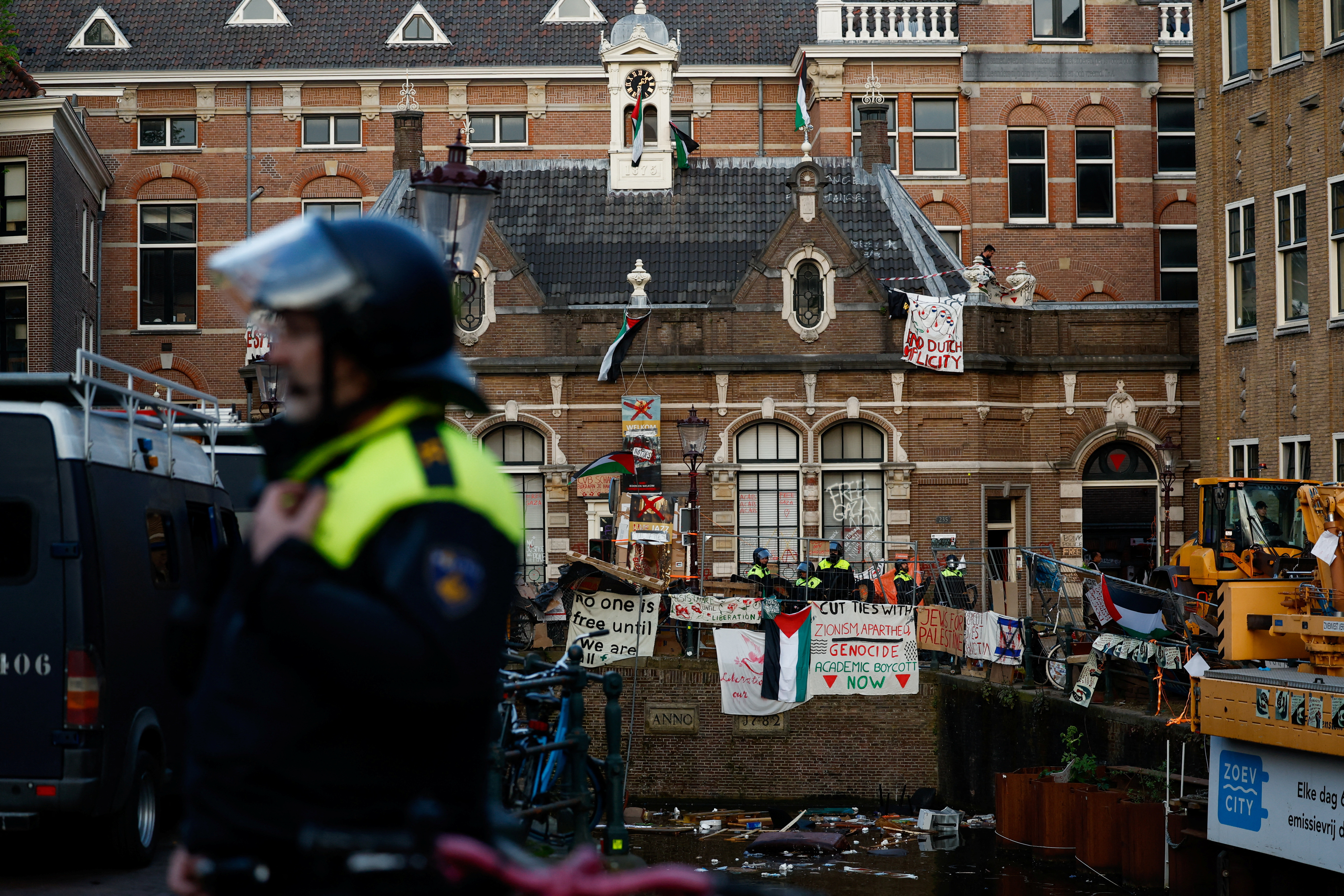 Protest against the ongoing conflict between Israel and the Palestinian Islamist group Hamas, in Amsterdam