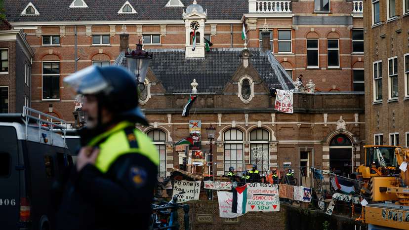 Protest against the ongoing conflict between Israel and the Palestinian Islamist group Hamas, in Amsterdam