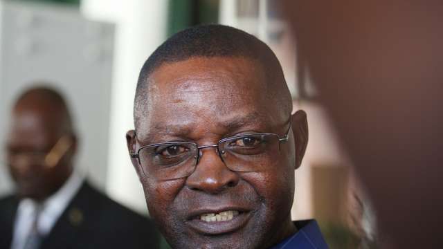 Former Zimbabwe National Army (ZNA) Commander Retired Lieutenant General Anselem Sanyatwe is sworn in as Minister of Sports, Recreation, Arts and Culture, at State House in Harare