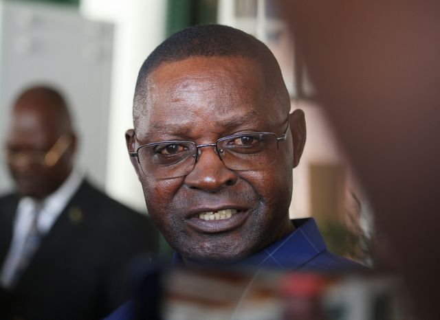 Former Zimbabwe National Army (ZNA) Commander Retired Lieutenant General Anselem Sanyatwe is sworn in as Minister of Sports, Recreation, Arts and Culture, at State House in Harare