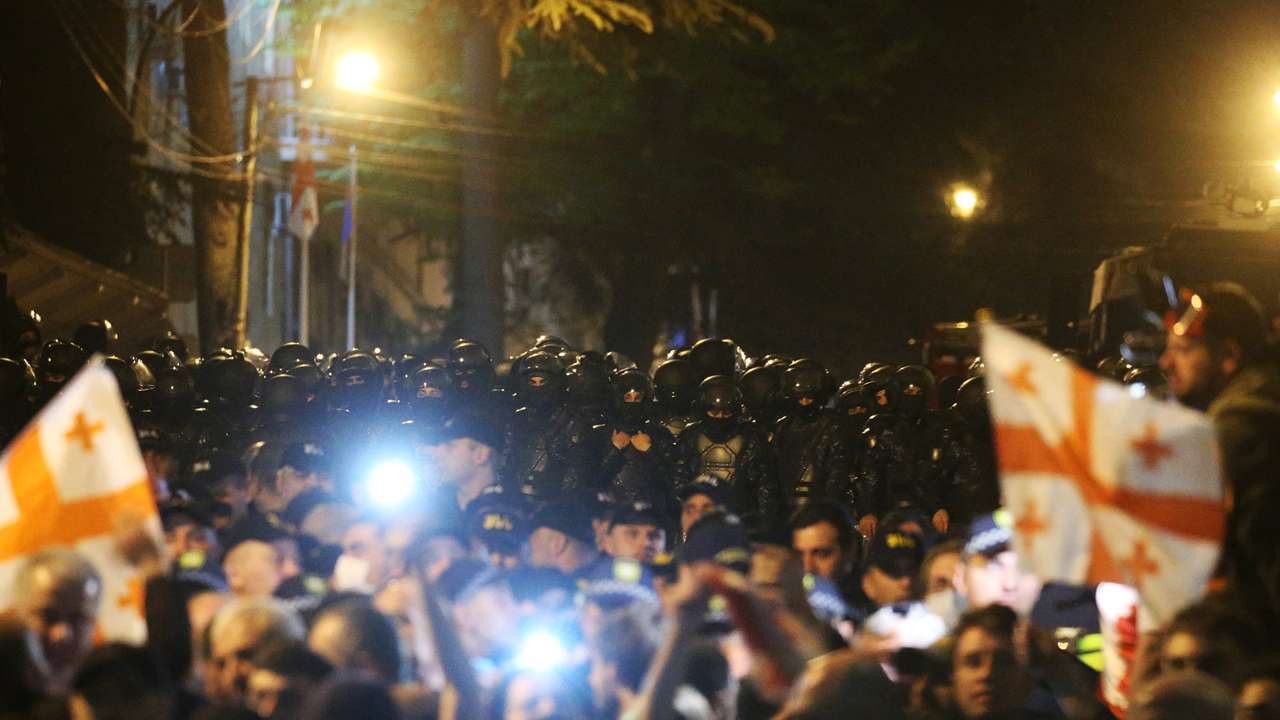 People protest against the "foreign agents" bill in Tbilisi