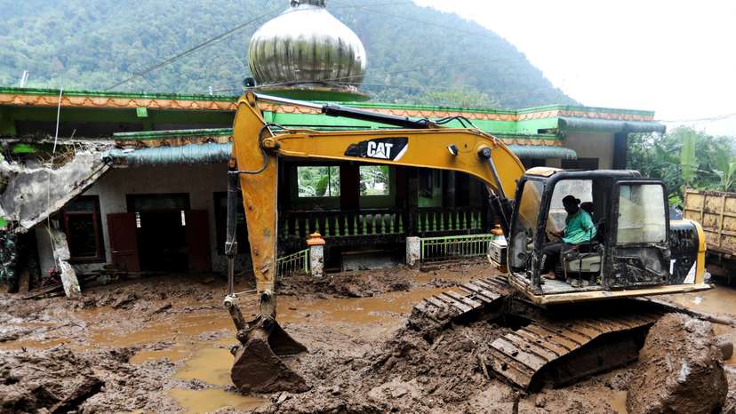 Landslide caused by heavy rain at Semangat Gunung Village in Karo, North Sumatra province