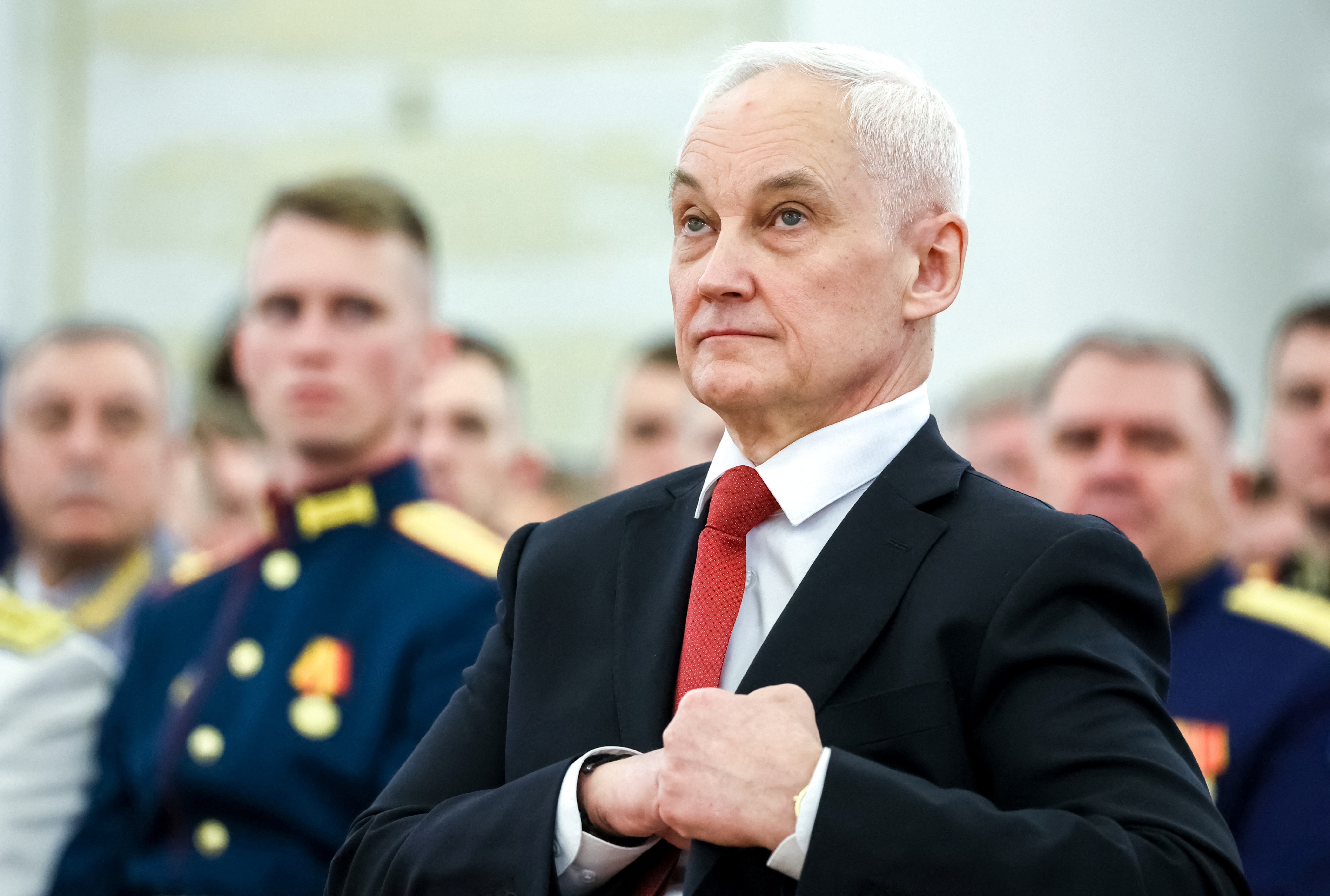 Russian President Vladimir Putin meets with military graduates in Moscow