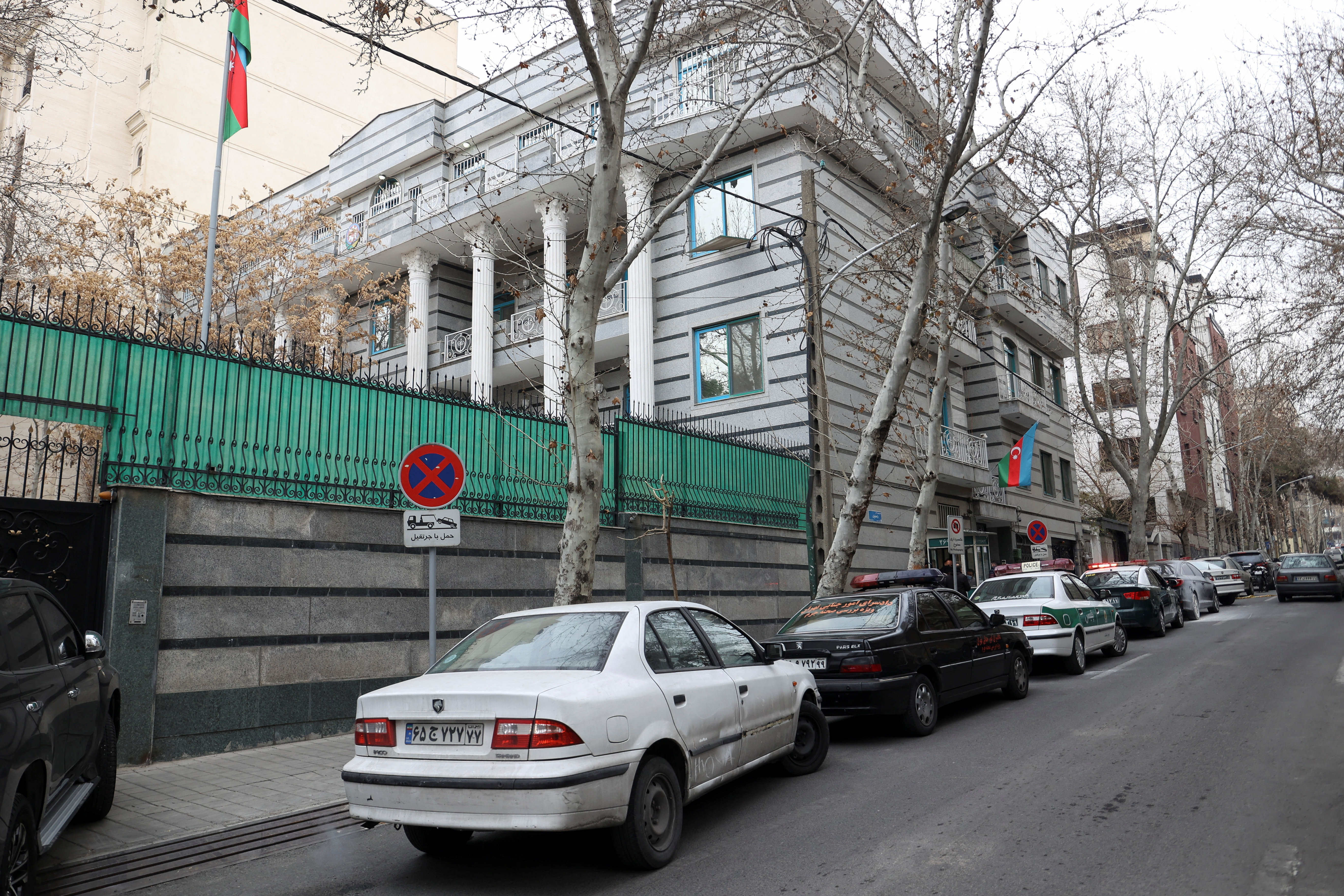 FILE PHOTO: View of Embassy of the Republic of Azerbaijan after attack, in Tehran