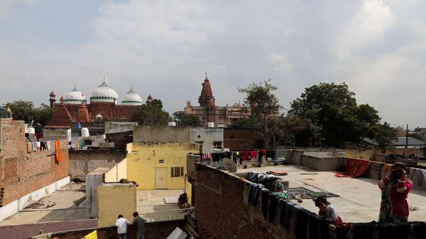 FILE PHOTO: The Shahi Eidgah mosque and the Hindu temple are seen side-by-side in Mathura town