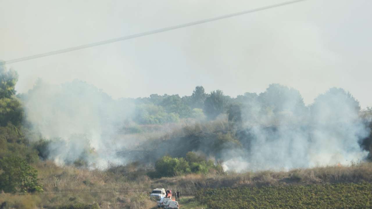 Smoke billows in central Israel after a missile attack from Yemen