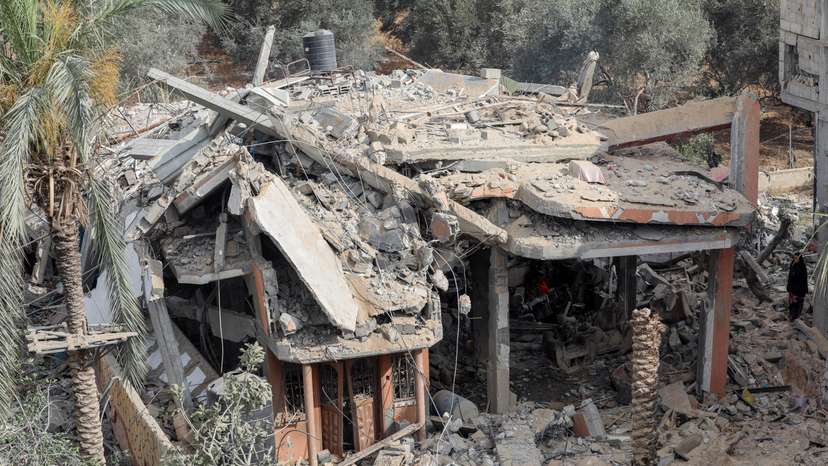 Aftermath of an Israeli strike on a house in the central Gaza Strip