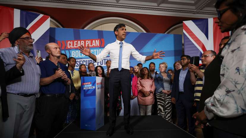 British PM Sunak attends a Conservative general election campaign event, in London
