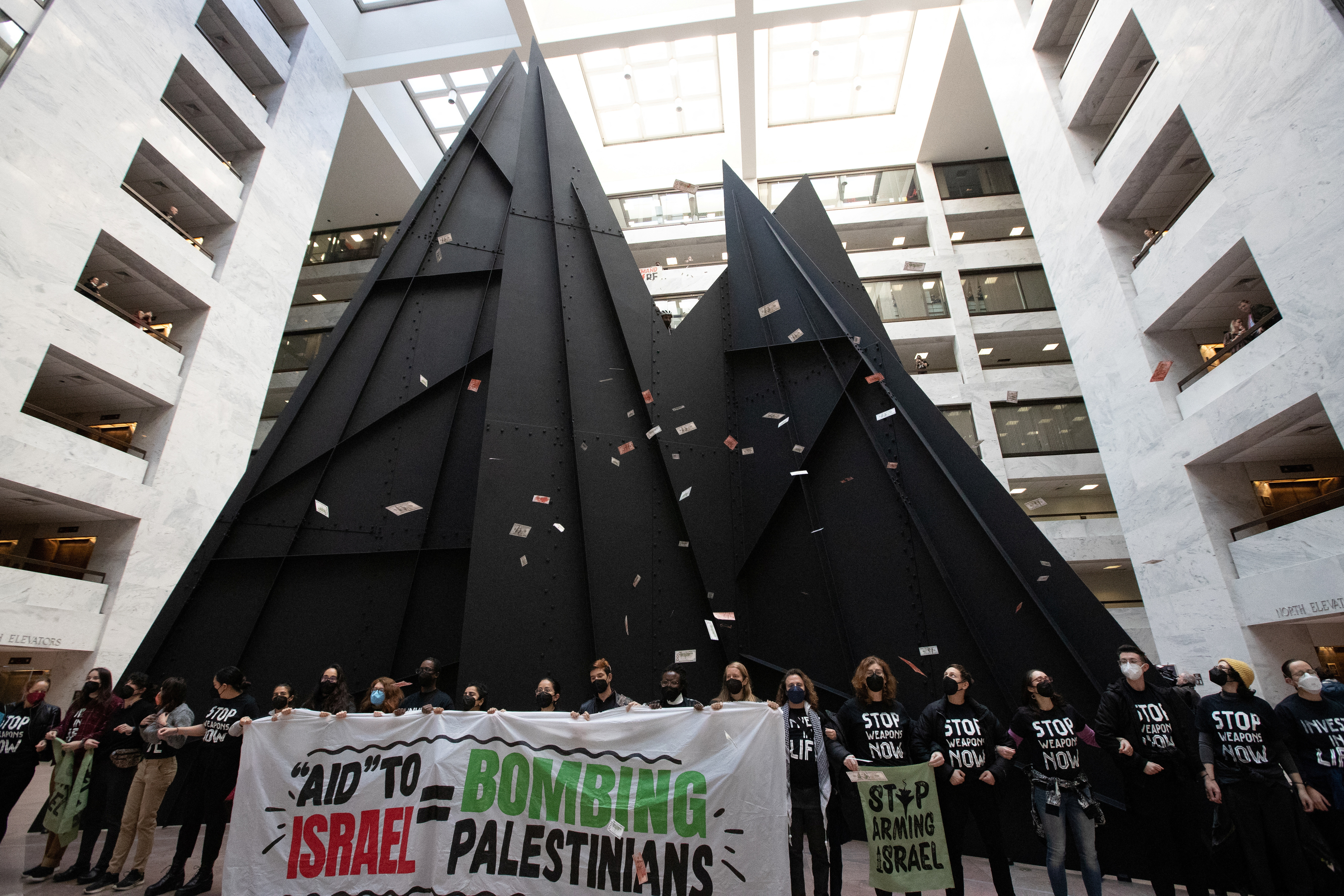 Activists engage in civil disobedience in Hart Senate Office Building in Washington