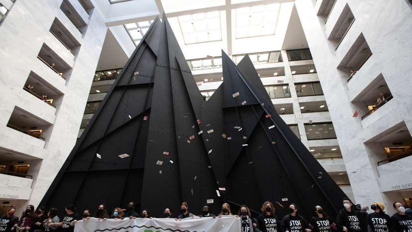 Activists engage in civil disobedience in Hart Senate Office Building in Washington