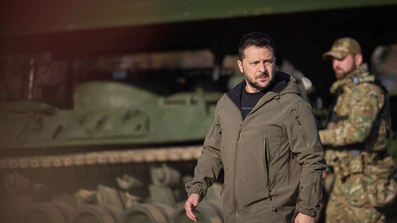 Ukraine's President Zelenskiy visits an artillery training centre at an undisclosed location in Ukraine