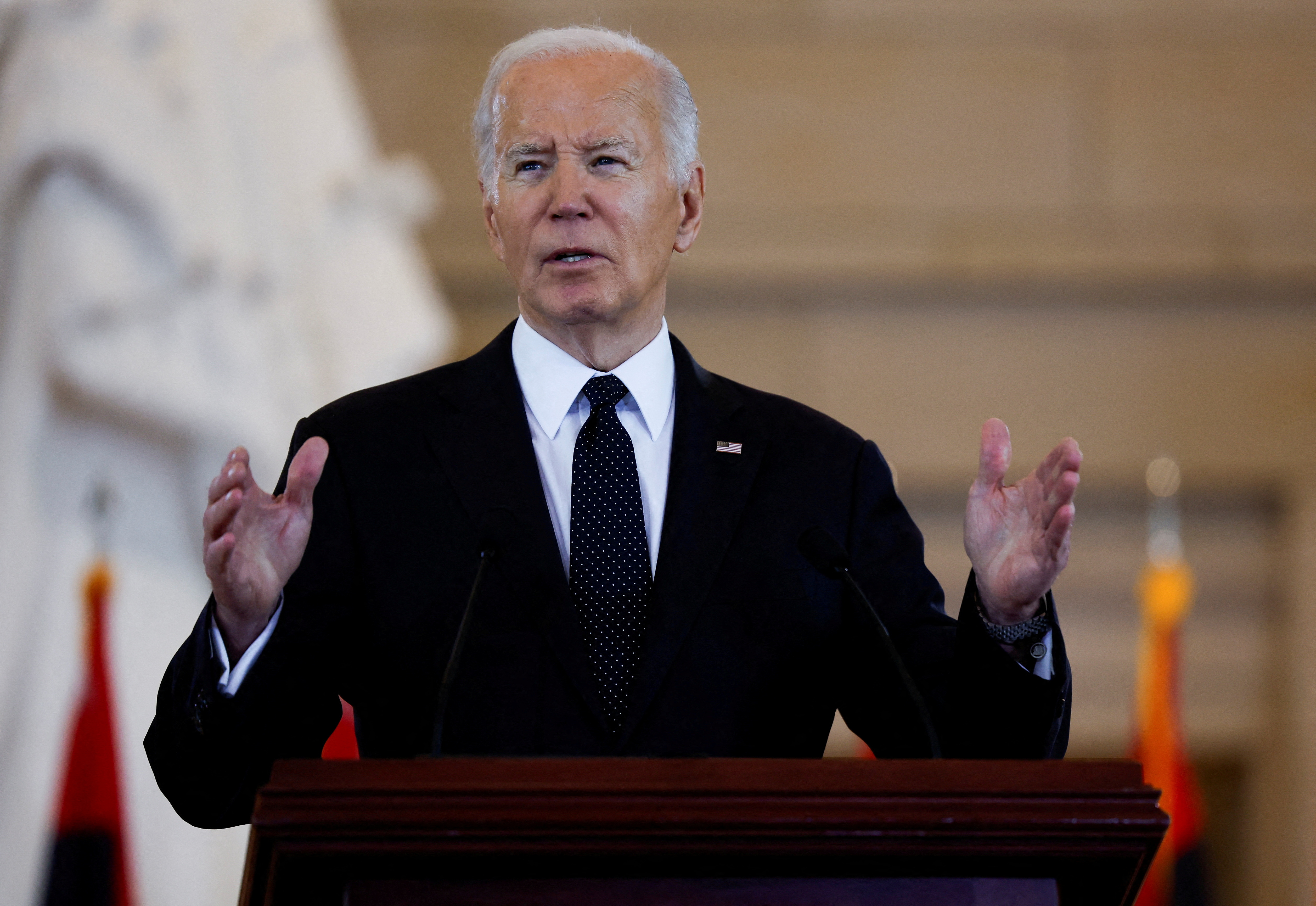 FILE PHOTO: U.S. President Biden addresses at the U.S. Holocaust Memorial Museum's Annual Days of Remembrance ceremony, in Washington