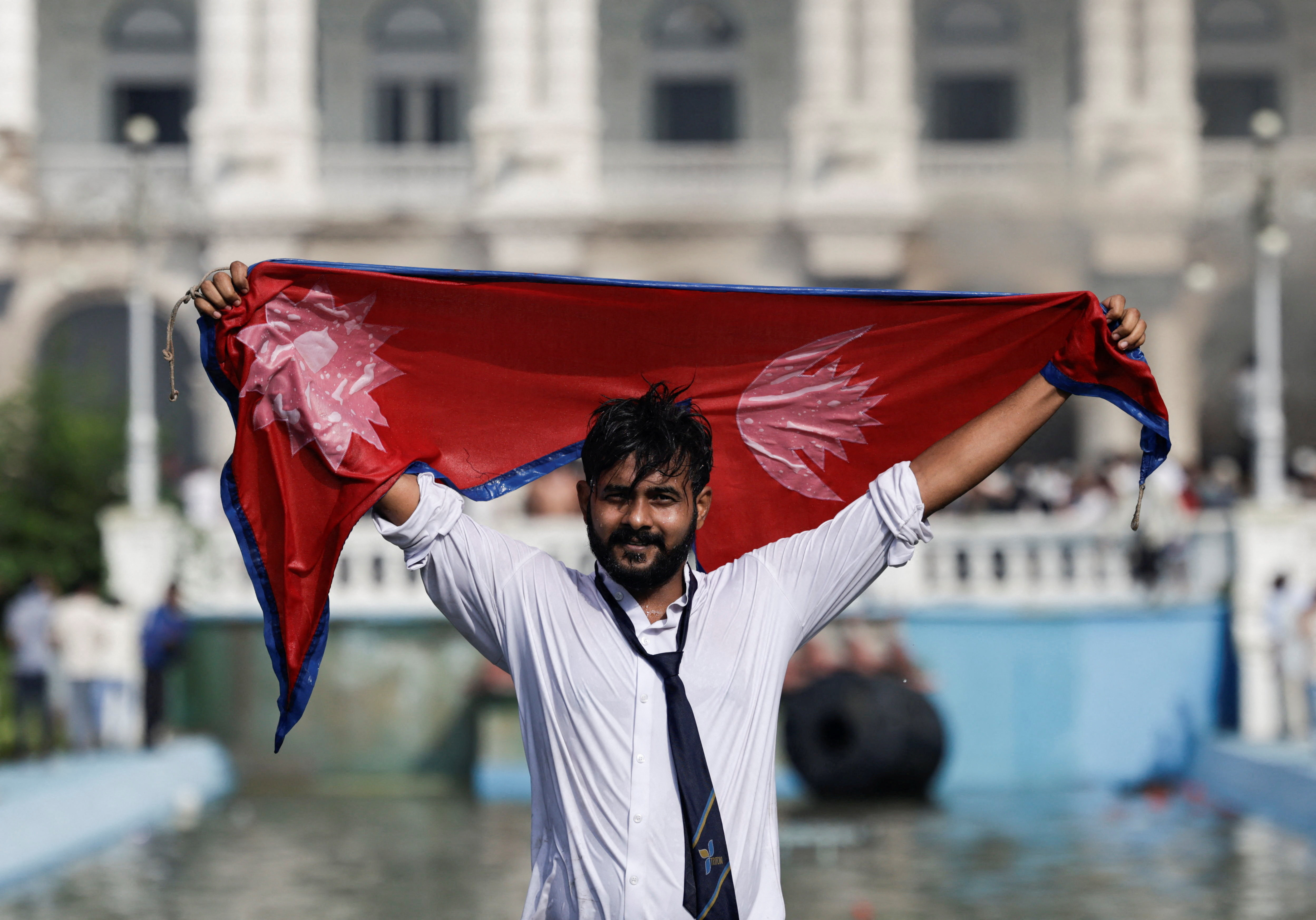Protest against Monday's killing of 19 people after anti-corruption protests, in Kathmandu