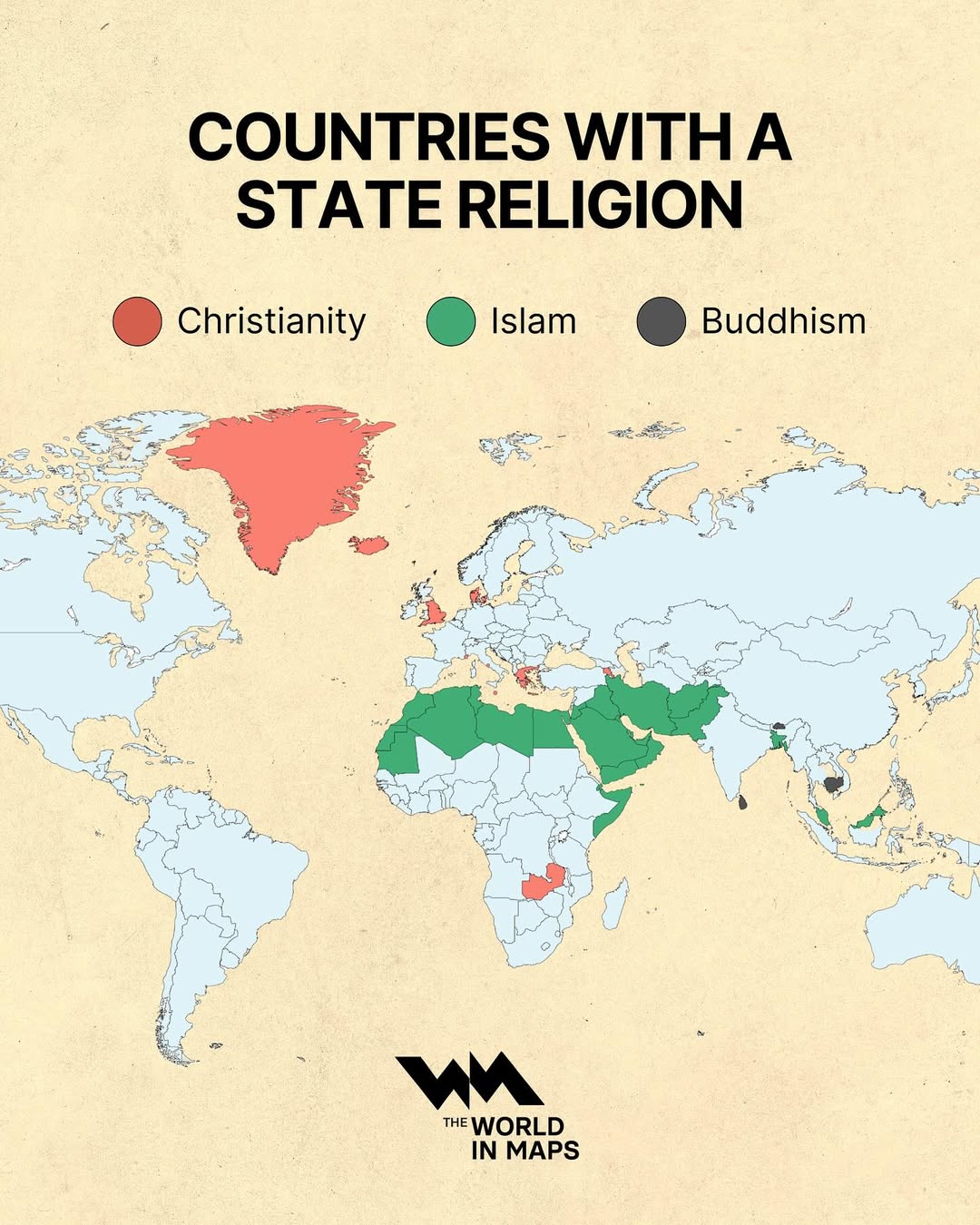 While most countries officially separate religion and state, around 40 nations still have a stat (1)