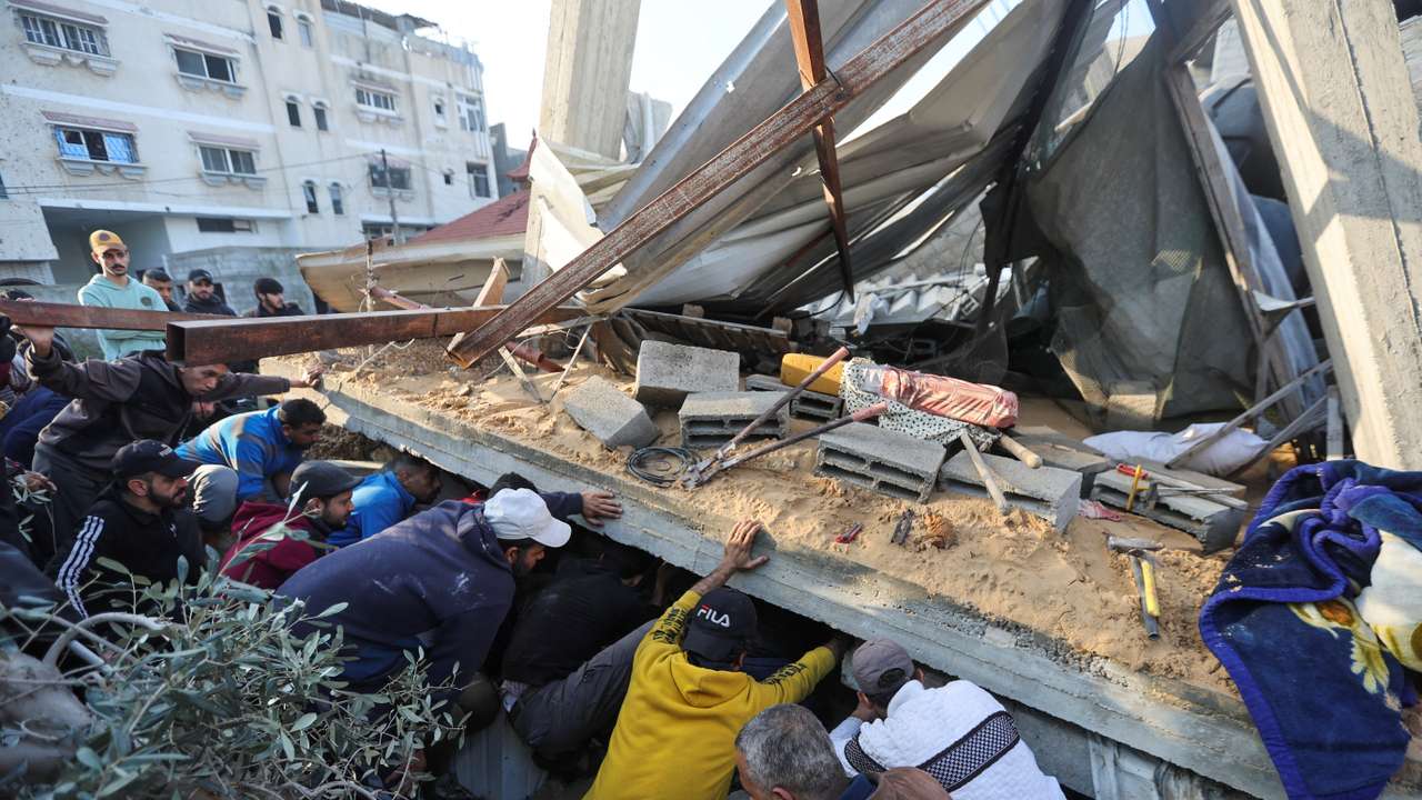 Aftermath of an Israeli strike on a house in Rafah