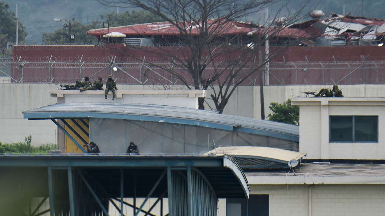 Soldiers carry out a raid at the Zonal 8 prison, in Guayaquil
