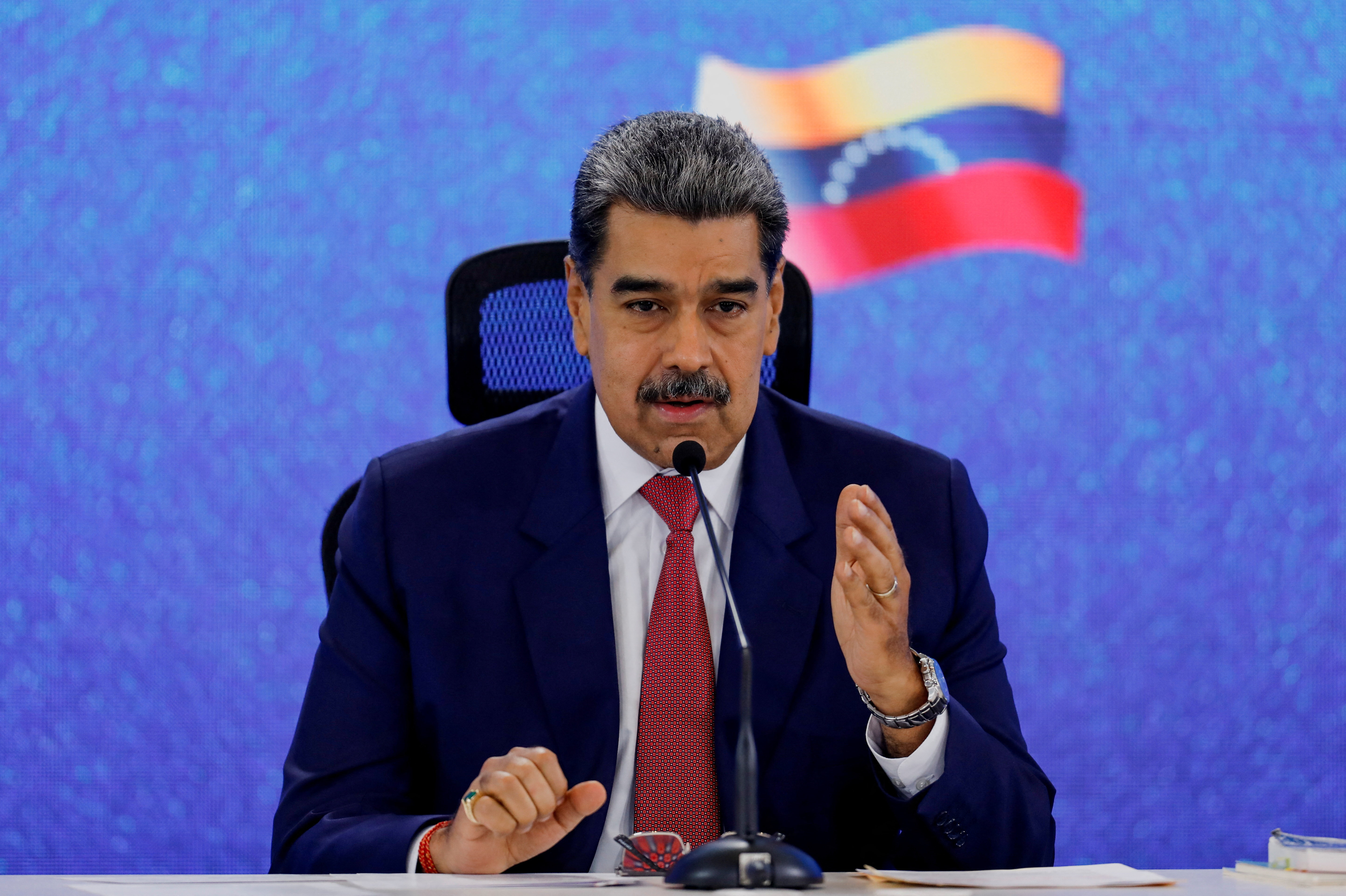 Venezuela's President Nicolas Maduro holds a press conference, in Caracas