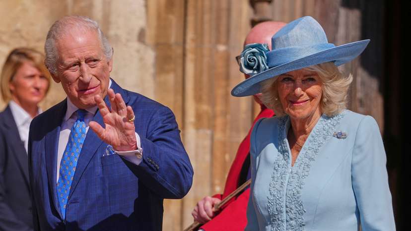 Britain's King Charles and Queen Camilla attend the Easter Service at St George's Chapel, in Windsor