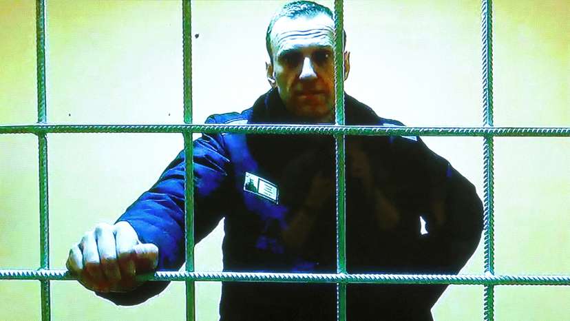 FILE PHOTO: Jailed Russian opposition leader Alexei Navalny at a court hearing via video link