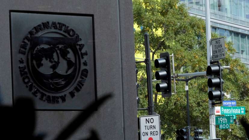 FILE PHOTO: The headquarters of the International Monetary Fund is seen during the group's Annual Meetings in Washington