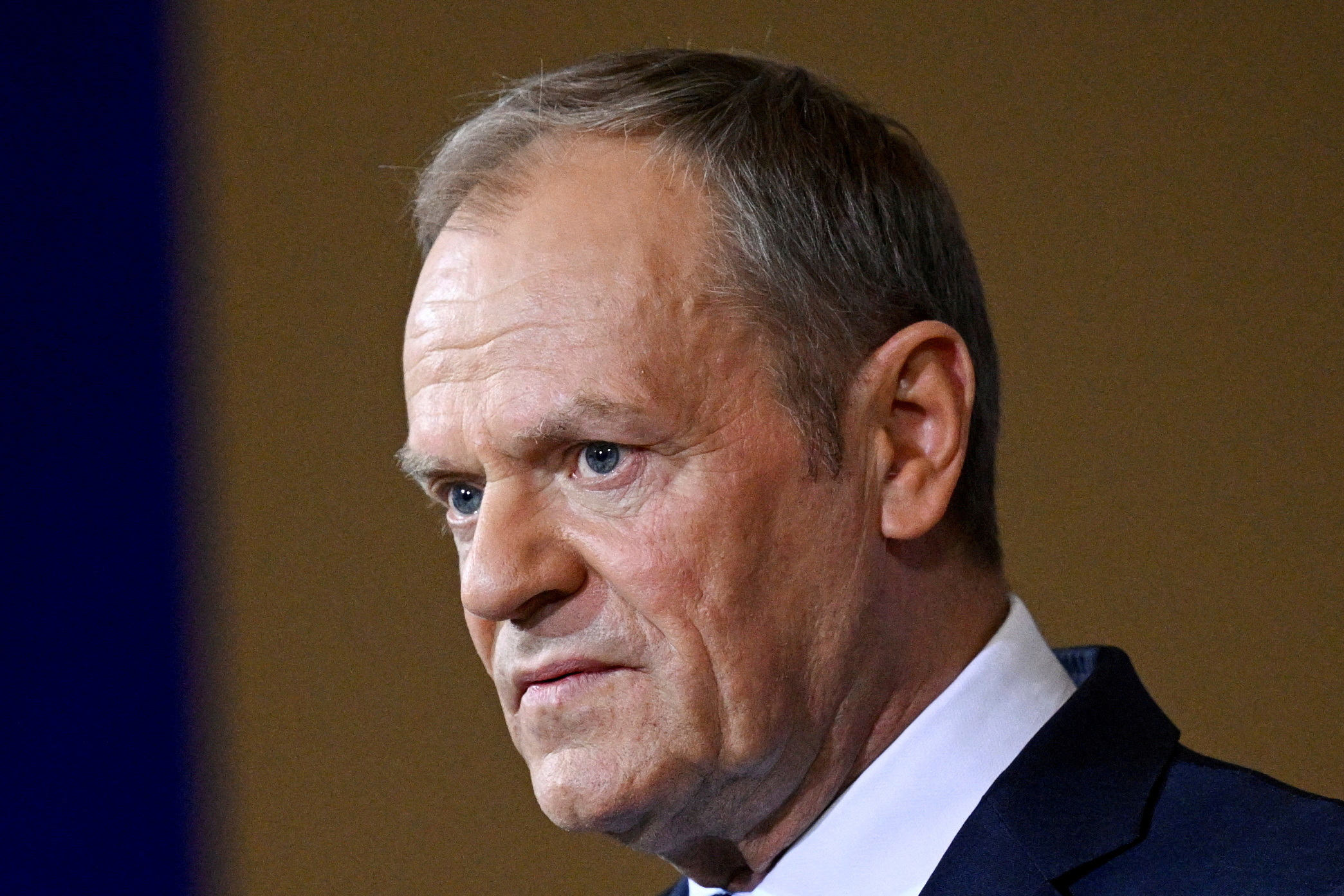 FILE PHOTO: FILE PHOTO: Polish Prime Minister Donald Tusk looks on at a press conference with German Chancellor Olaf Scholz  in Berlin