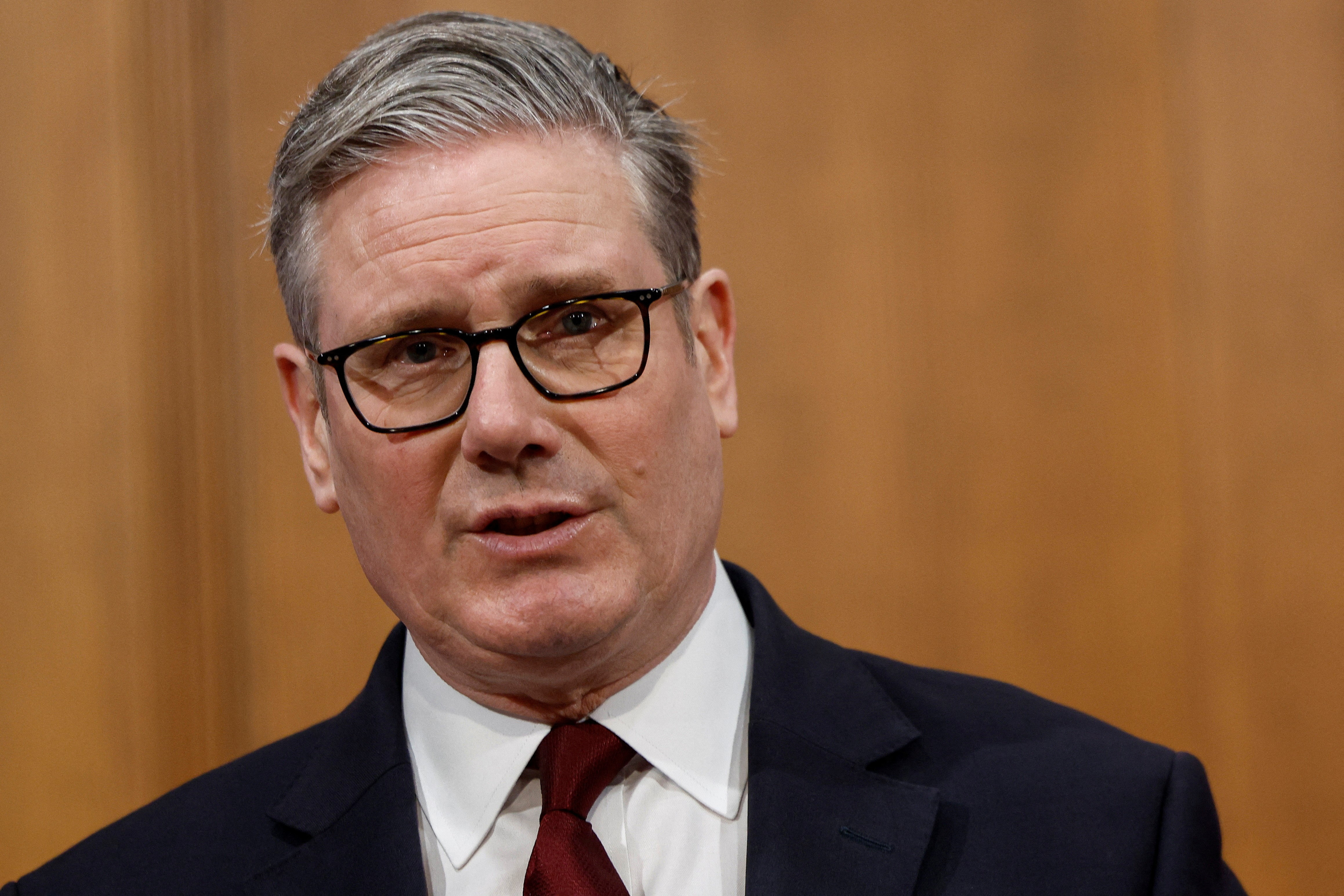 British Prime Minister Keir Starmer speaks to the media on the situation in the Middle East, at Downing Street in central London