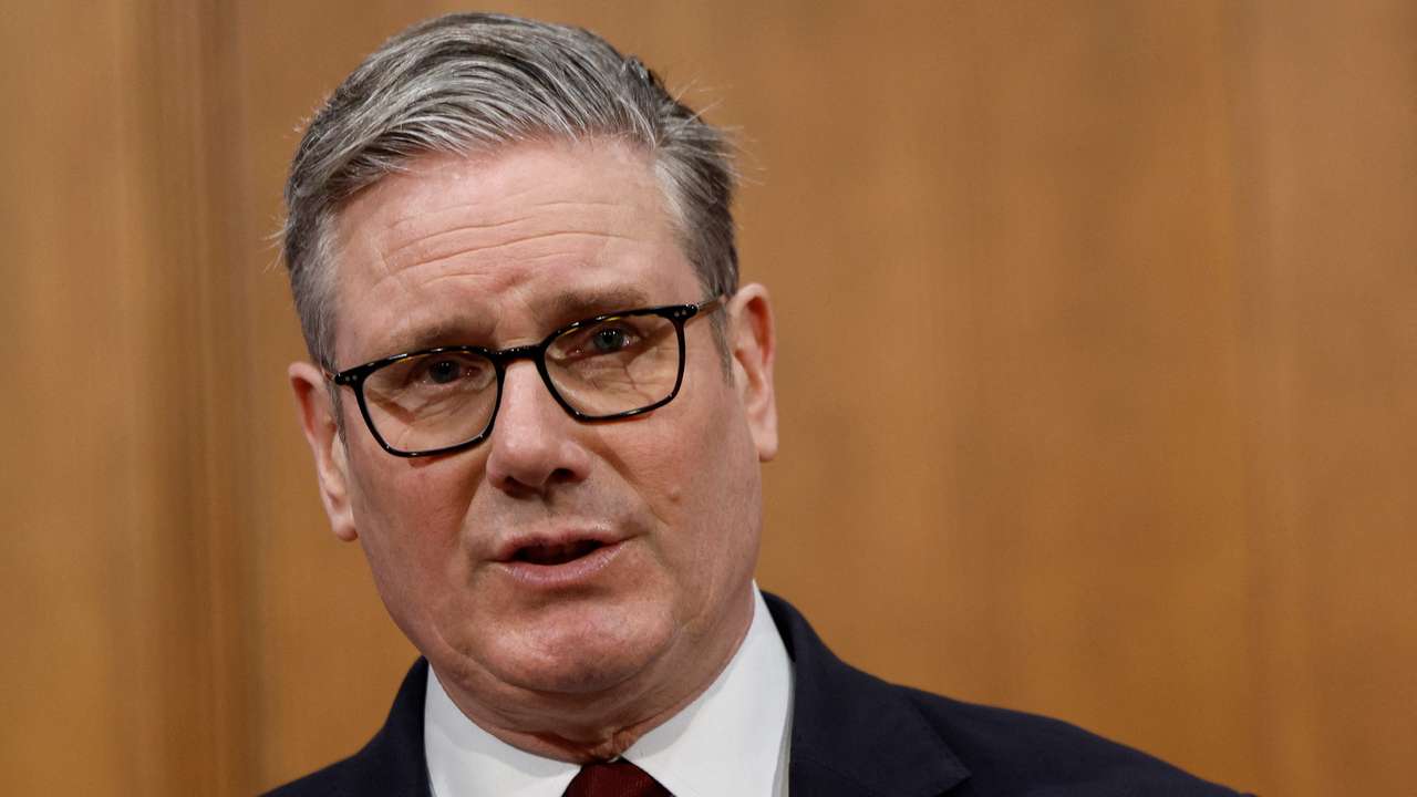 British Prime Minister Keir Starmer speaks to the media on the situation in the Middle East, at Downing Street in central London