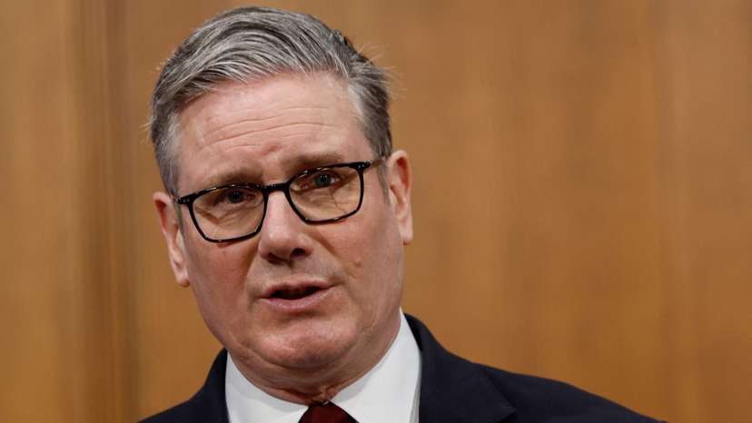 British Prime Minister Keir Starmer speaks to the media on the situation in the Middle East, at Downing Street in central London