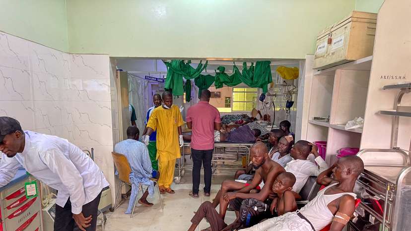 People injured in a suicide bombers attack are attended at a hospital in Maiduguri