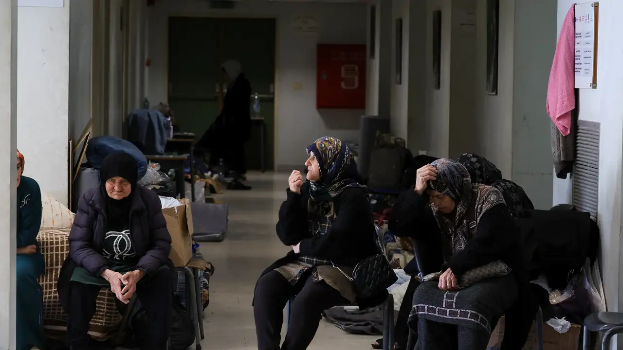 School turned shelter for people displaced from Beirut's southern suburbs and southern Lebanon, in Beirut
