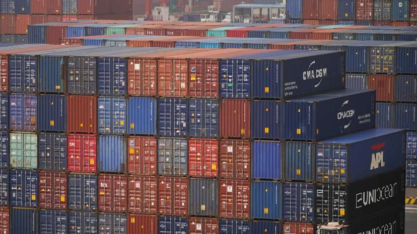 FILE PHOTO: Containers at the Yangshan Deep Water Port in Shanghai