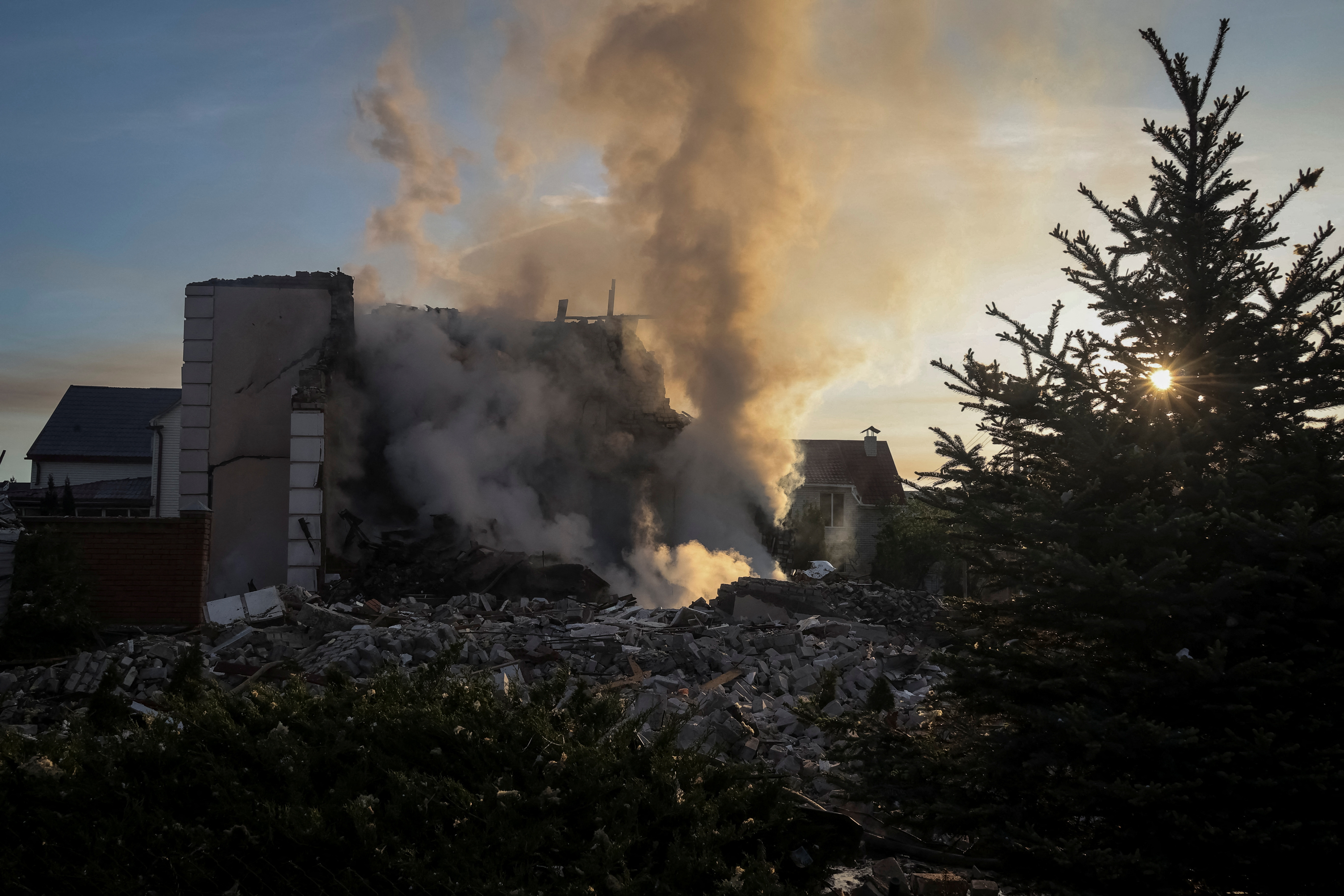 Aftermath of a Russian missile strike in Kharkiv