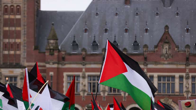 Protests near the ICJ in the Hague as Israel and South Africa face each other in the Gaza genocide case