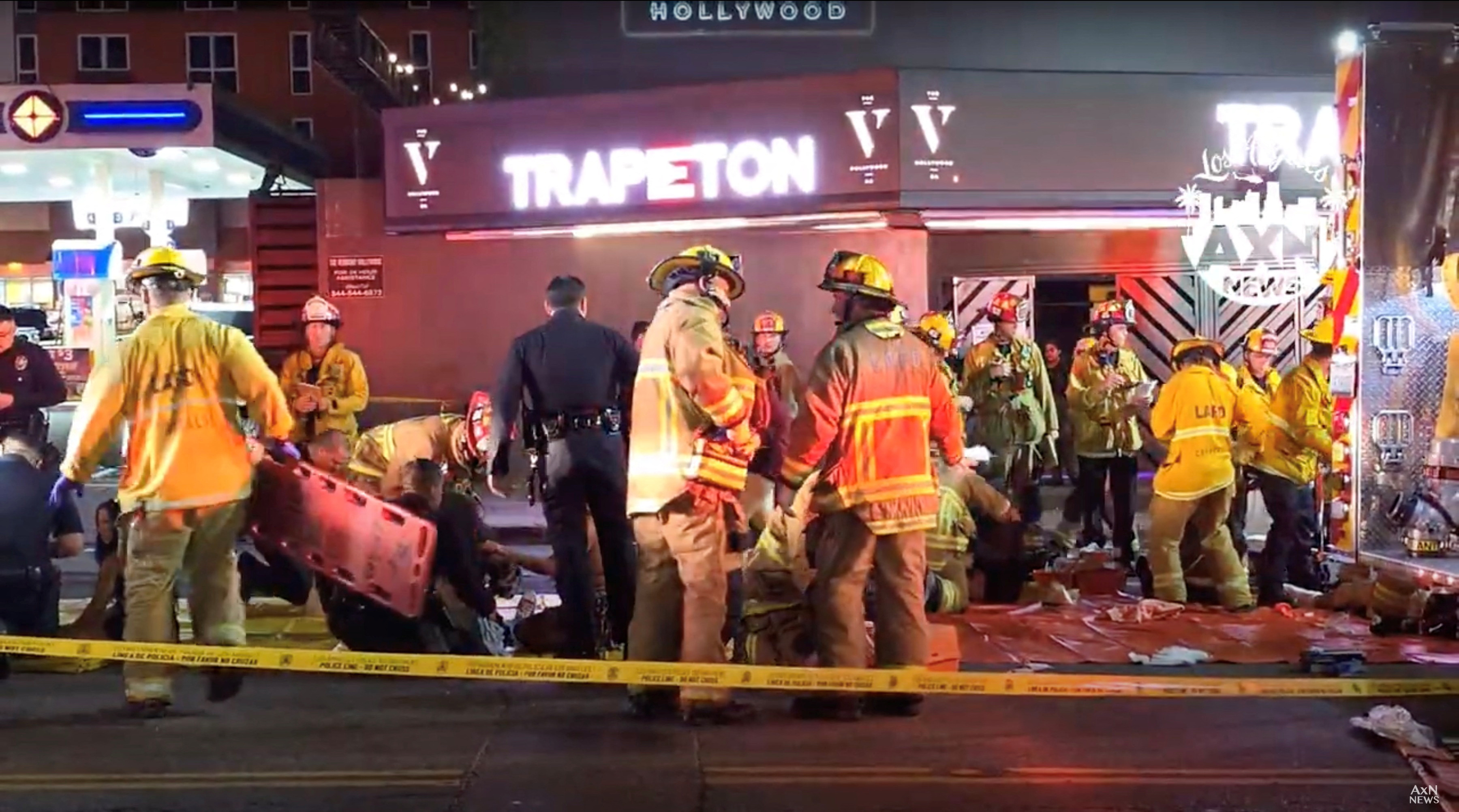 Aftermath of a vehicle plunging into a crowd outside a nightclub in Los Angeles