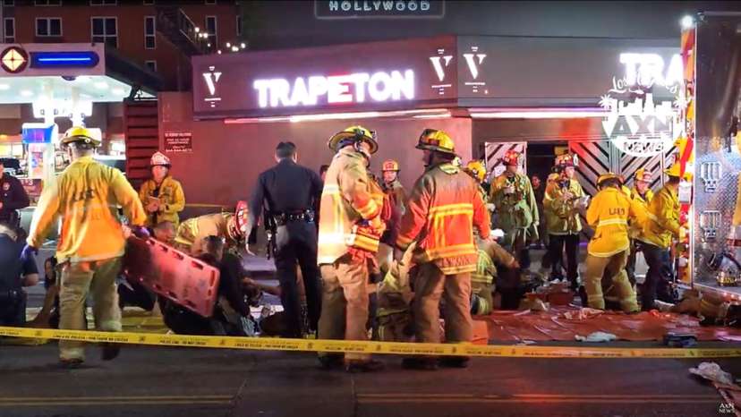 Aftermath of a vehicle plunging into a crowd outside a nightclub in Los Angeles